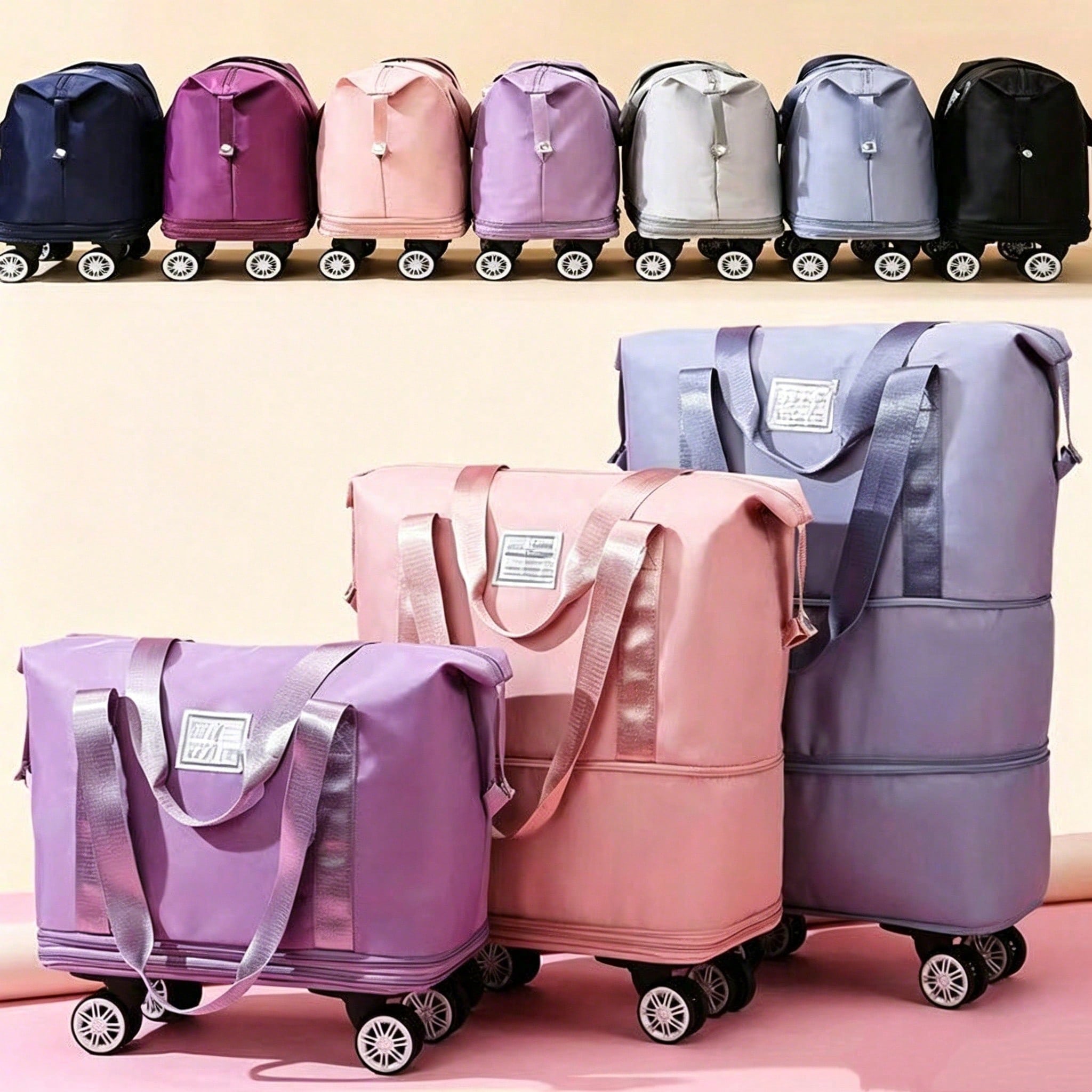 Foldable Rolling Luggage Bag - Расширяемая дорожная сумка-рюкзак, одобренная авиакомпаниями, большая