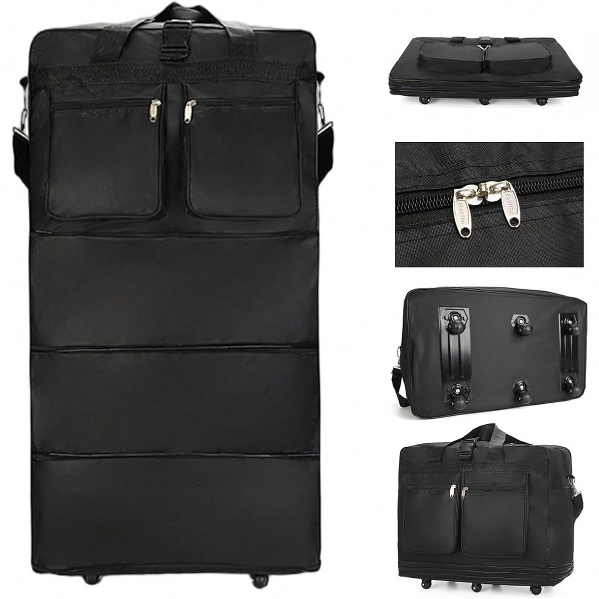 Черная дорожная сумка на колес – обзор и цена Foldable Rolling Luggage Bag